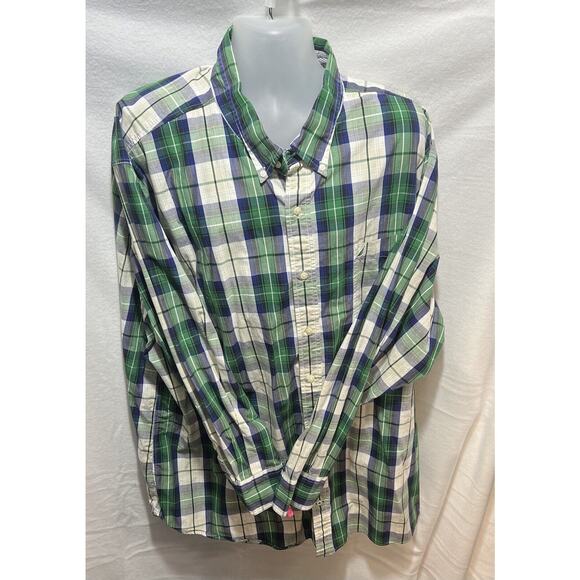 Nautical Shirt Mens 4XL Tall Green Check Plaid‎ - Picture 1 of 5
